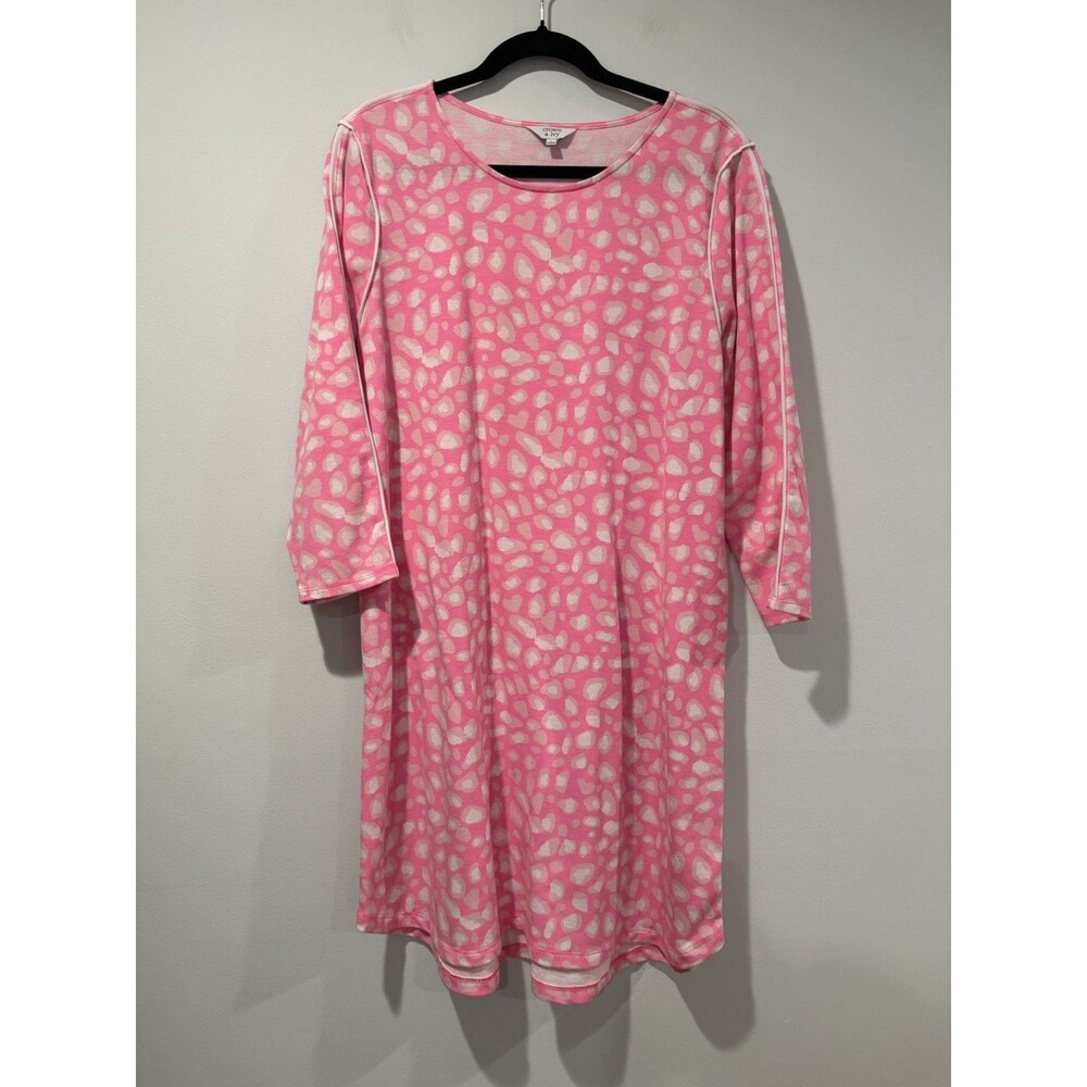 Crown & Ivy Sweatshirt Dress Women Large Pink Leopard Print Stretch Travel Beach